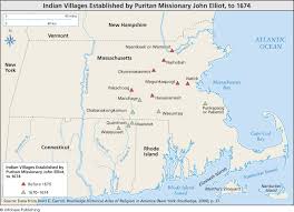 7. Map of Praying Indian communities established by Eliot